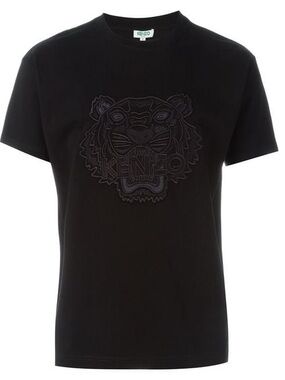 Kenzo Black Tee with Green Logo Tag